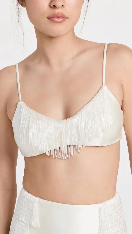 Violet Bikini Top In Off-White Satin