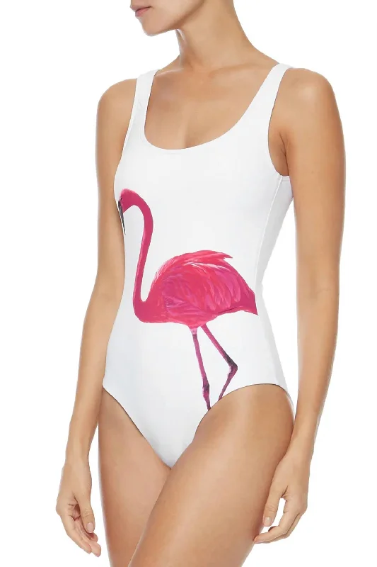 Kelly One Piece In Flamingo Placement White