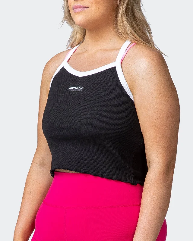 Ripple Strappy Tank - Black