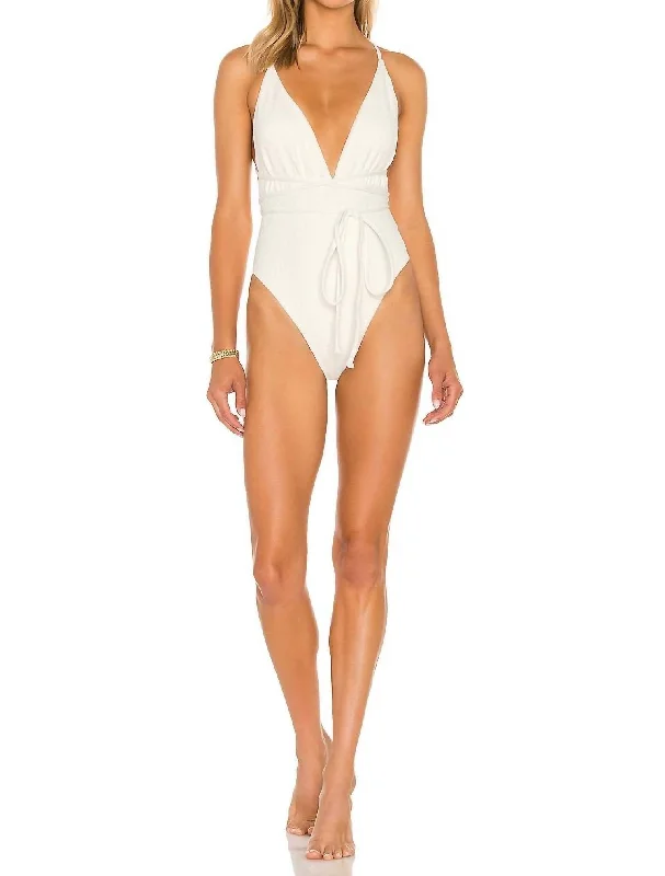 Belle Full Piece Swimsuit In Cream Crocodile