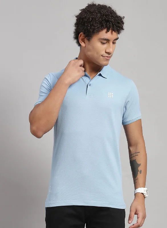 Men Blue Solid T-Shirt