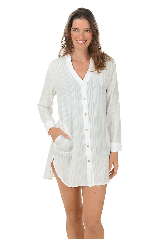 Matira Button-Front Shirt Cover-Up