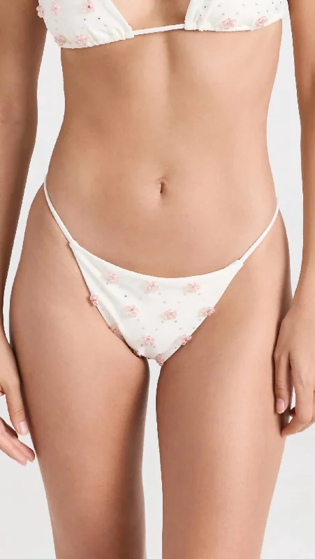 Giada Bikini Bottoms In Off White Crystal