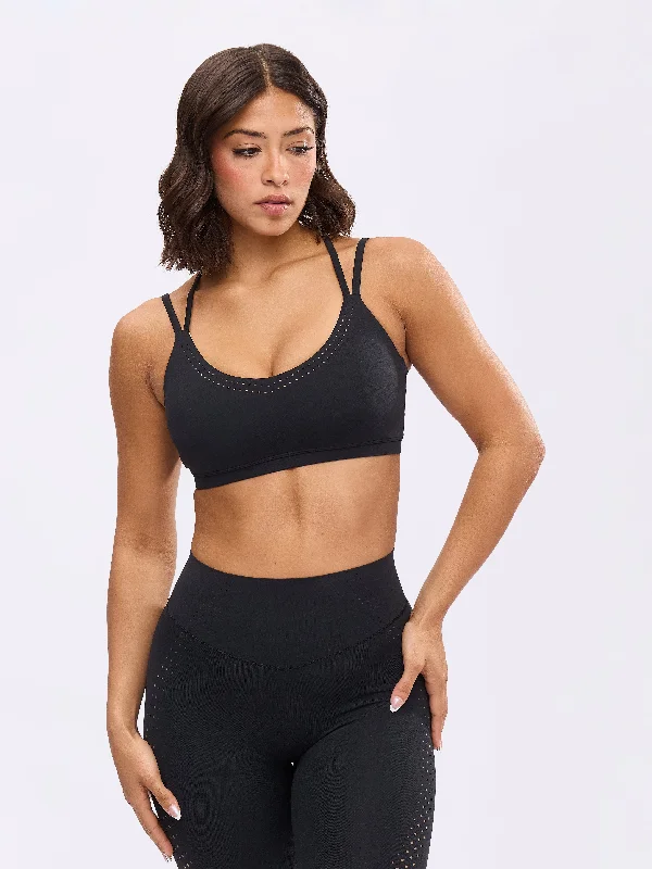 Airbrush Laser Sports Bra - Onyx Black