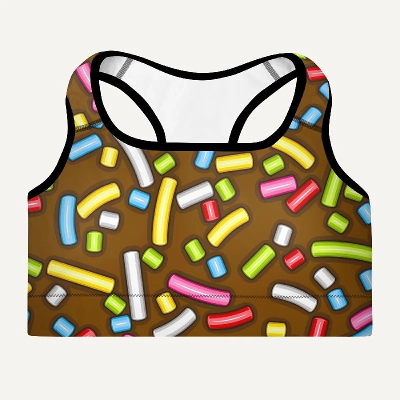 Chocolate Donut Sprinkles Padded Sports Bra