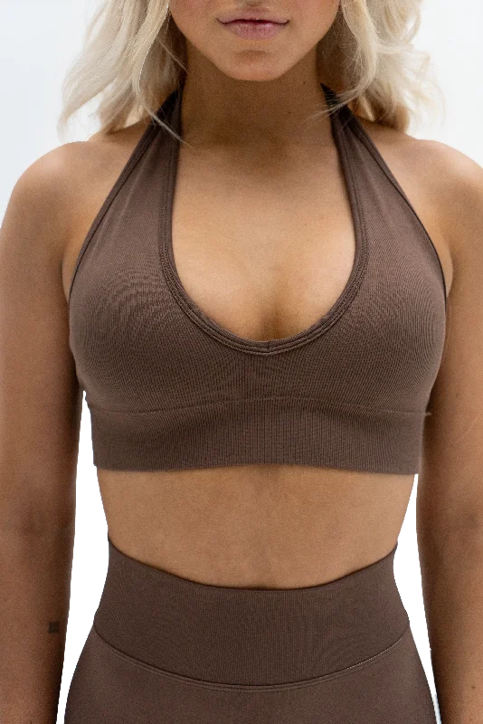 CORE HALTER BRA - ESPRESSO