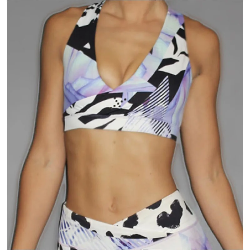 Floral Patchwork Print Sports Bra