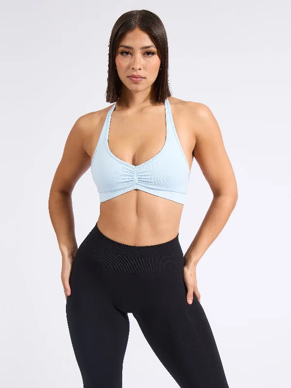 Halter Seamless Sports Bra - Bubbles Blue