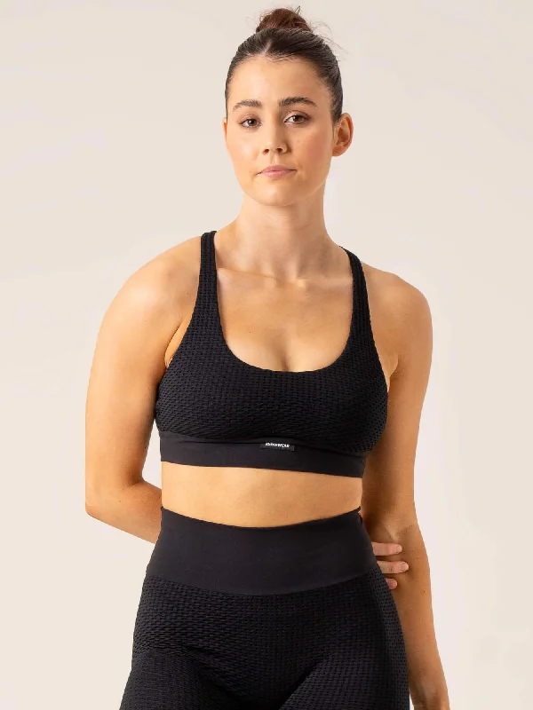 Honeycomb Seamless Sports Bra - Black