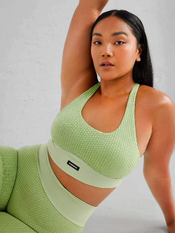 Honeycomb Seamless Sports Bra - Sage