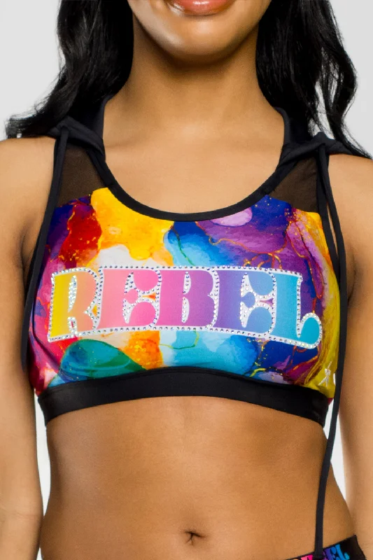 Hooded Sports Bra in Color Pop