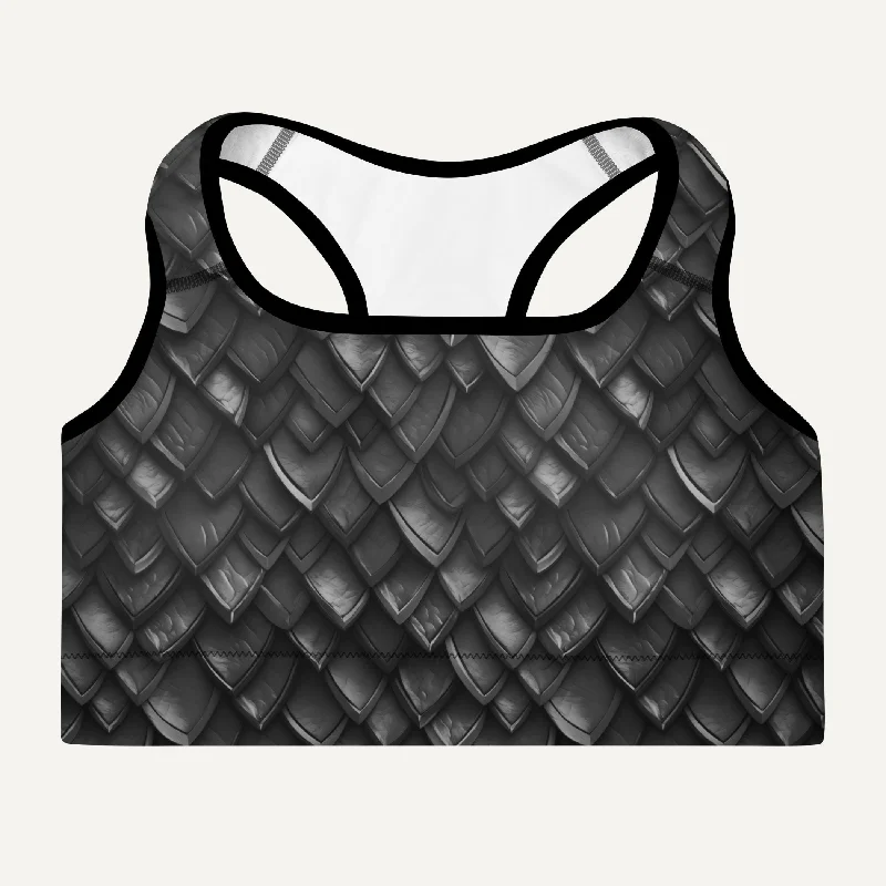 Onyx Dragon Scales Padded Sports Bra