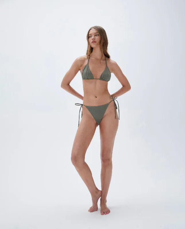 Tie Side Bikini Bottoms -  Olive Green