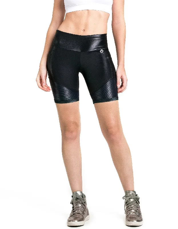 High Gloss Shorts with Pocket - Black