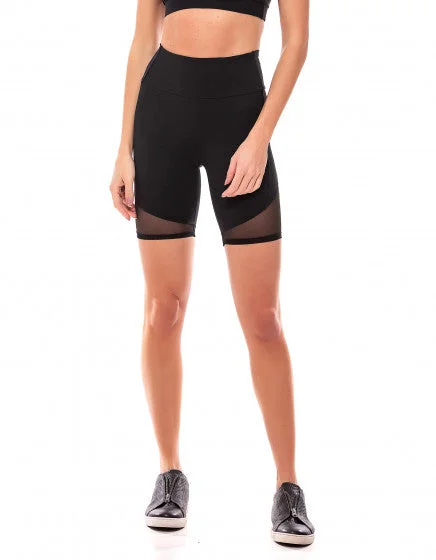 Mesh Detail Shorts - Black