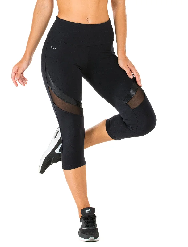 Mesh & Gloss Supplex Compress Leggings - Under knee