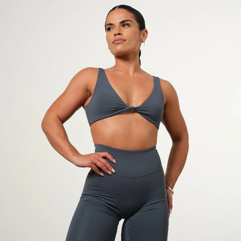 VANQUISH ENHANCE STEEL BLUE TWIST FRONT BRA