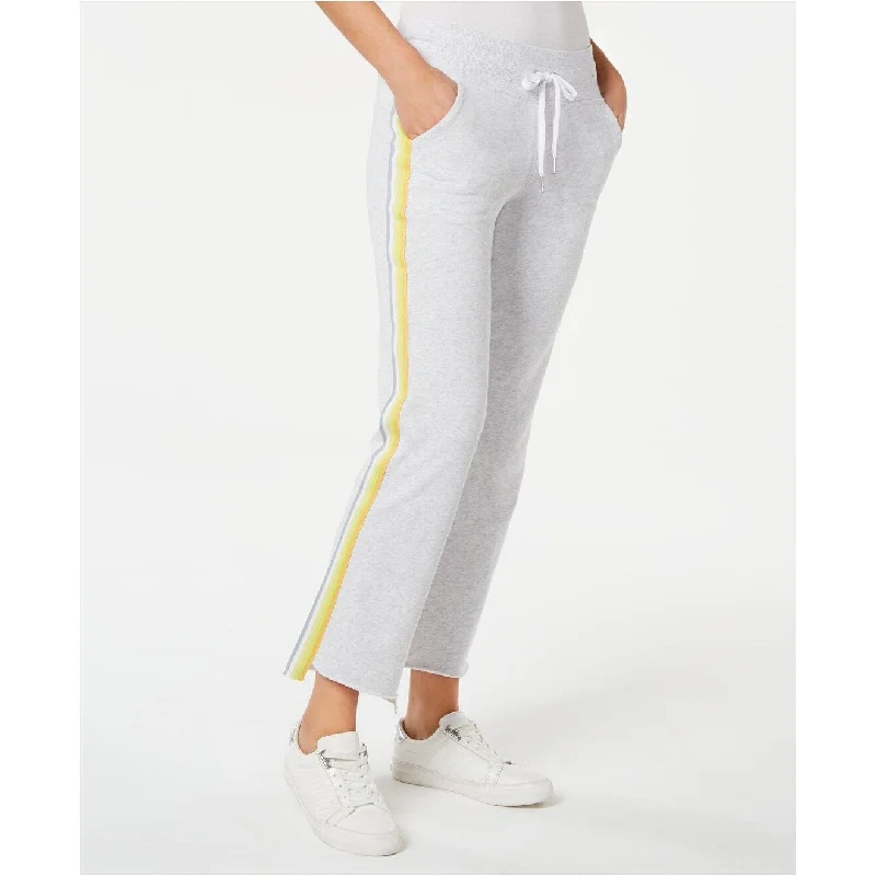 Calvin Klein Women's Varsity-Stripe Step-Hem Sweatpants Size Extra Large - Silver - X-large