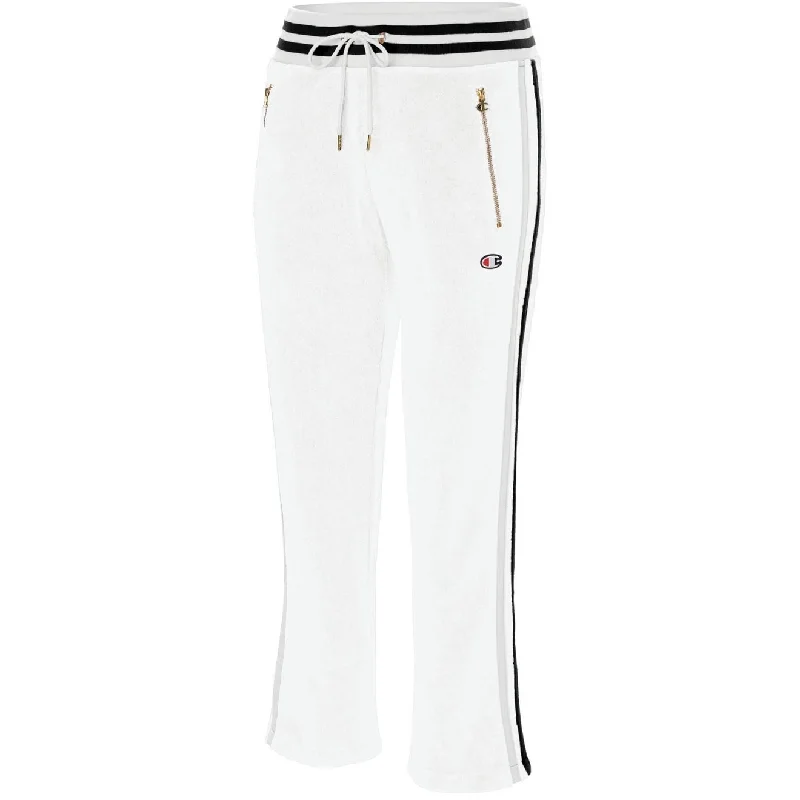 Champion Women's Slim Varsity-Stripe Warm-Up Pants White Size Small