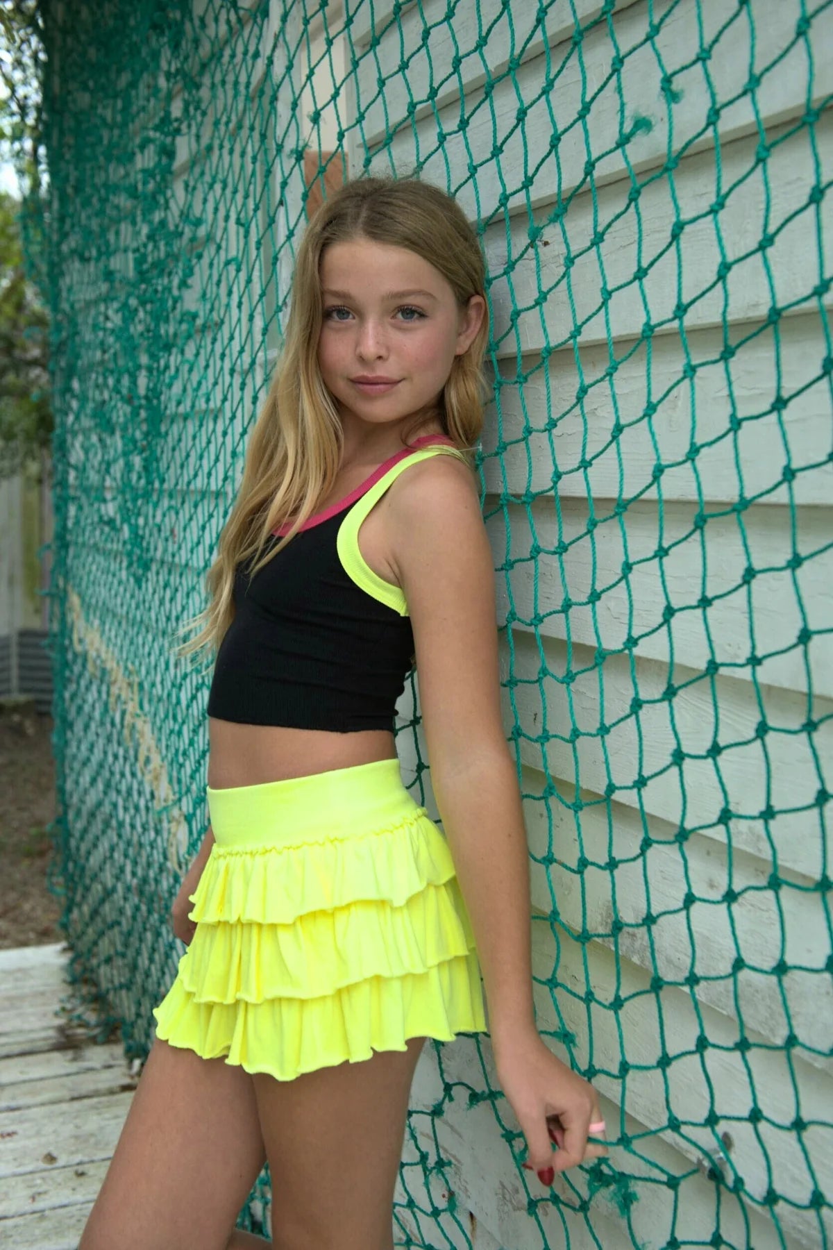 Neon Yellow Shane Ruffle Skort