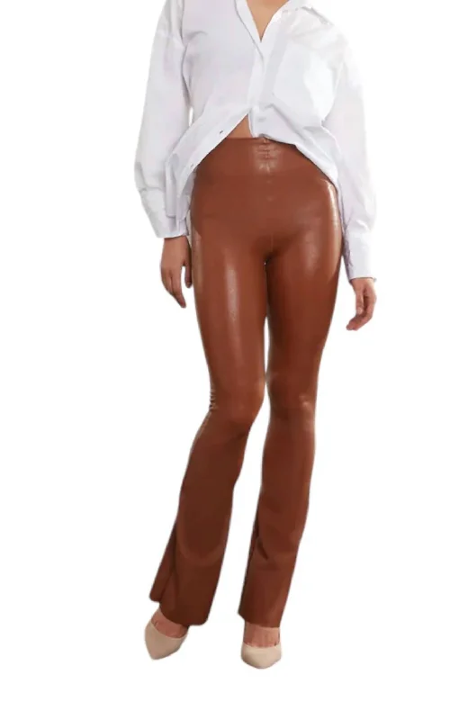 Faux Leather Flare Legging In Cocoa