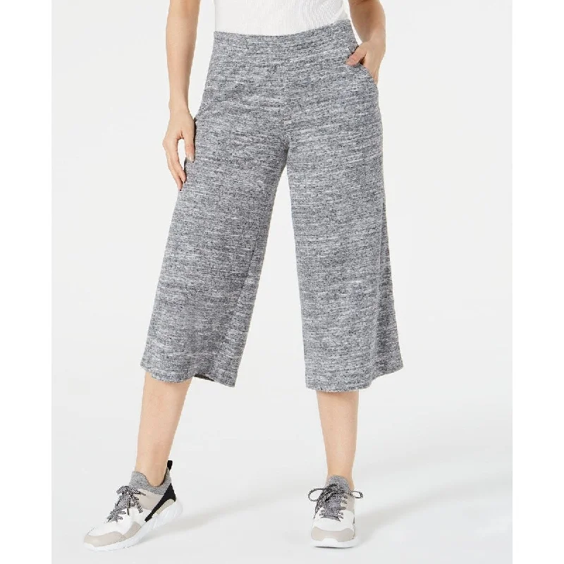 Ideology Women's Cropped Wide-Leg Pants Grey Size Extra Small - X-Small