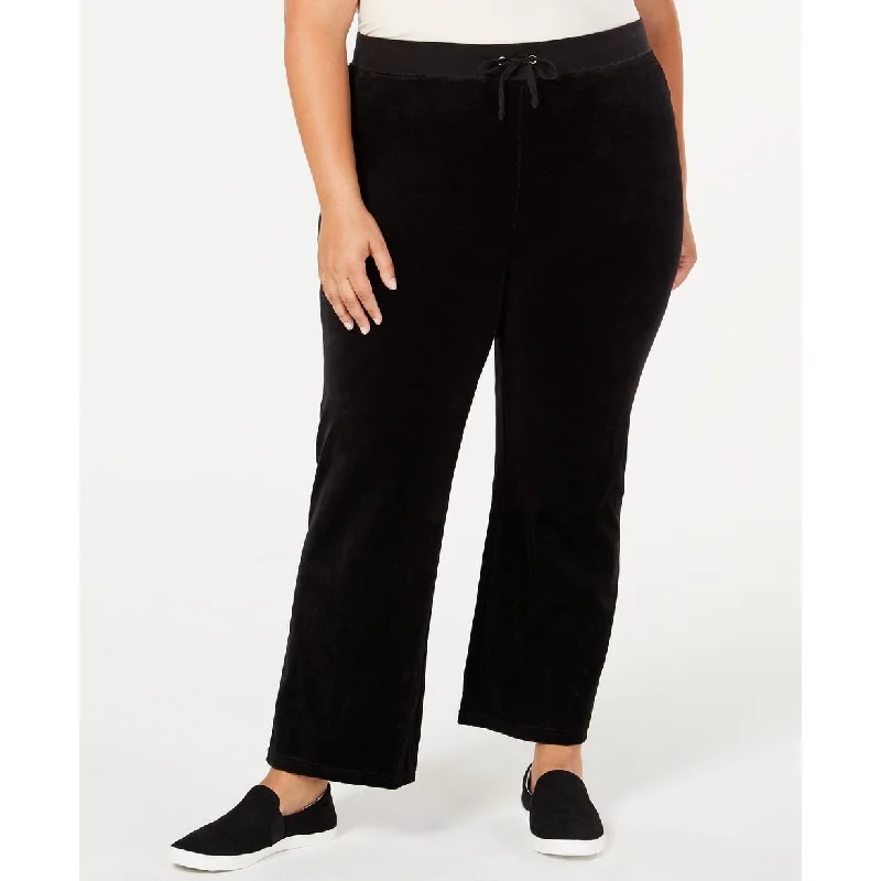 Juicy Couture Women's Trendy Plus Size Mar Vista Velour Pants Size Extra Large - Black - X-Large