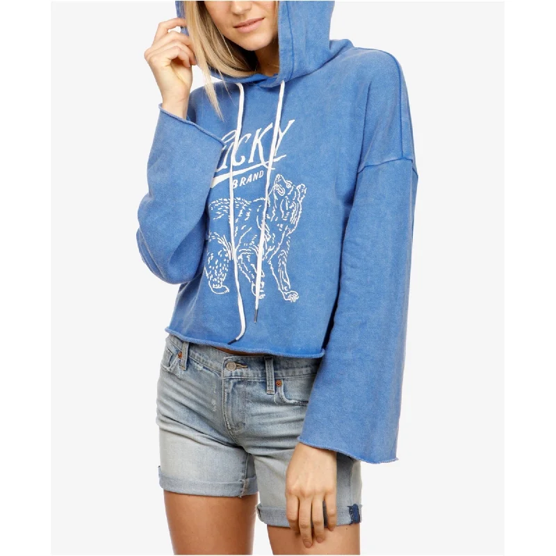 Lucky Brand Womens Lucky Bear Hoodie Sweatshirt, Blue, X-Small