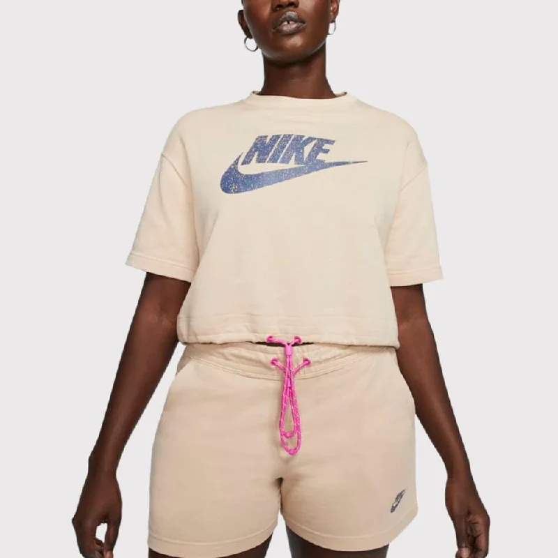 Nike Air Sportswear Short Sleeve Running Top Shimmer Tan  CJ2275-287 Women's