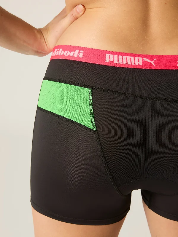 Puma X Modibodi Active Long Boyshort Moderate-Heavy Black/Green