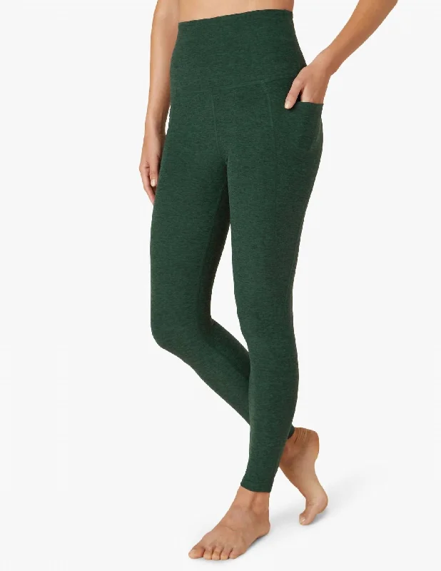 Spacedye Out Of Pocket High Waisted Midi Legging In Forest Green Pine