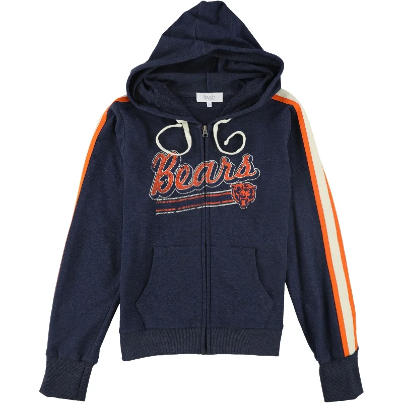 Touch Womens Chicago Bears Striped Sleeve Hoodie Sweatshirt, Blue, Medium